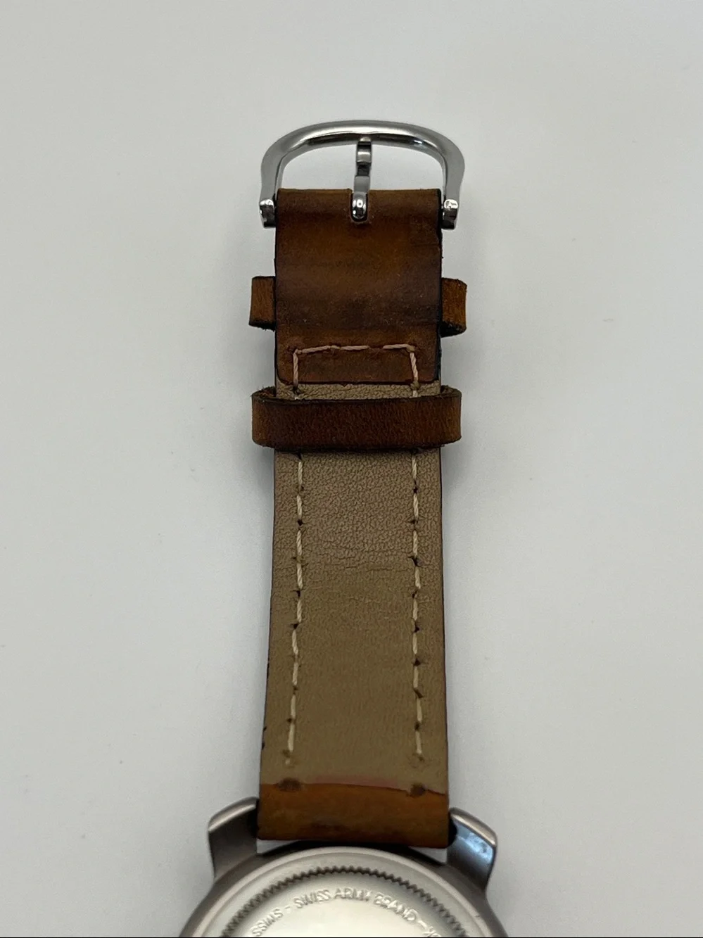 Swiss Army Stainless Steel Watch with Tan Leather Strap